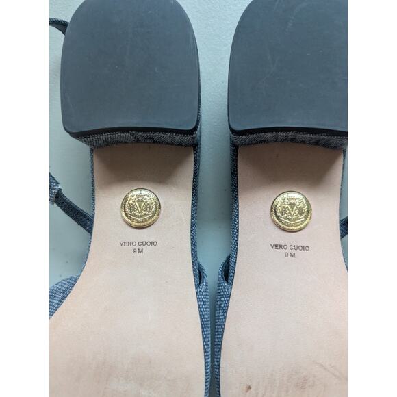 NIB Veronica Beard Cecile Denim Cap-Toe Slingback Sz US 9M Indigo/Black - Picture 10 of 13